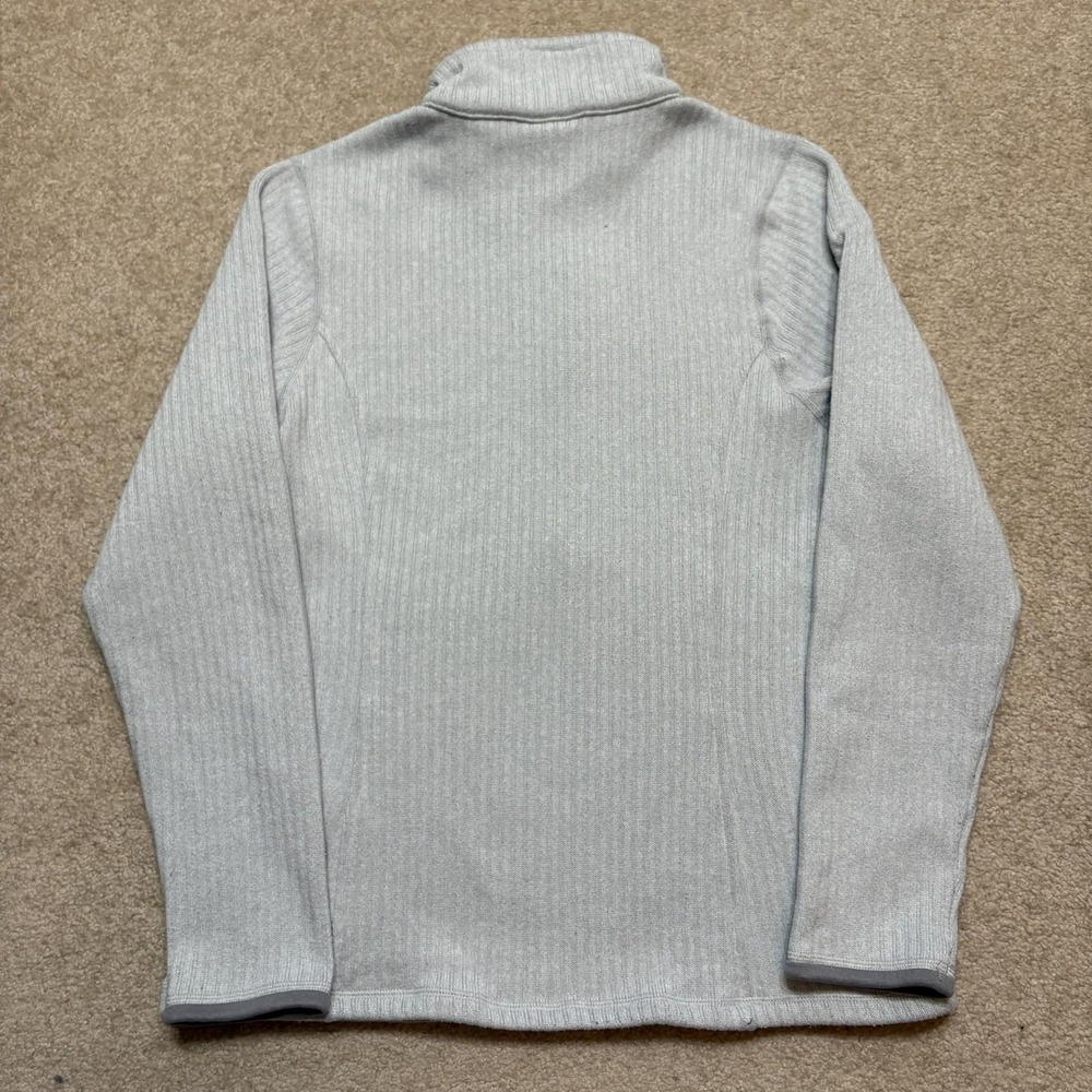 Patagonia Sweater Fleece Pullover Womens Large Gray 1/4 Zip Marsupial Stripe Rib - Picture 2 of 11